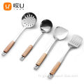Hey lilas échantillon gratuit spatule wok en acier inoxydable